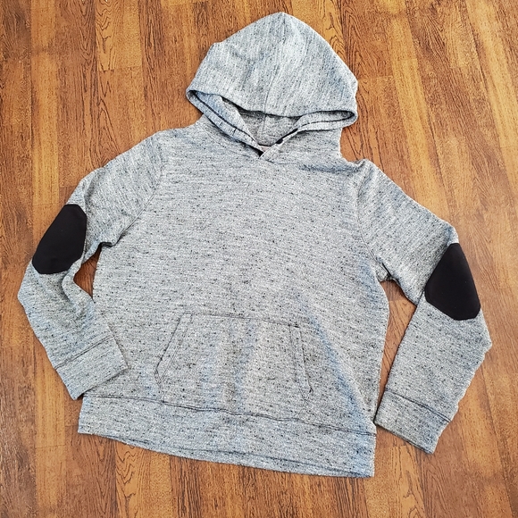 GAP Tops - Gap Women's XL Hoodie Iconic Nubby Reverse Weave Gray & Black Elbow Patches